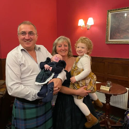 My brother and I with our grand daughters. The next new generation to love the ‘Scotland House’